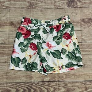 Janie and Jack Boys Recycled Tropical Floral Hibiscus Swim Trunks Size 5